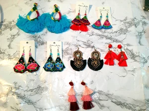 8 Pompon Artesanal Earrings (420) - Picture 1 of 9