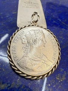 Freie Stadt Frankfurt 1860 Vereinstaler Taler Henkel Anhänger antik / Silber - Bild 1 von 4