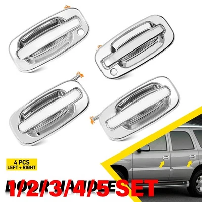 Хромированные внешние дверные ручки с замочной скважиной для Chevy Silverado 1999-2007 1-5SET - Изображение 1 из 4