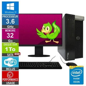 Dell T3600 Xeon E5-1620 3.80GHz 32Go/1To SSD Quadro K2000 Wifi W10 + Ecran 20 - Foto 1 di 1