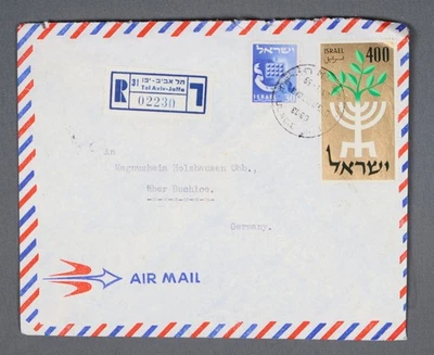 MayfairStamps 以色列 1959 年特拉维夫-雅法 注册到德国航空邮件封面 aa — 第 1/2 张图片