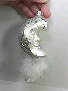 Radko MISTY MOON Silver White Dangling Snowflake Jeweled Christmas Ornament - Picture 1 of 6