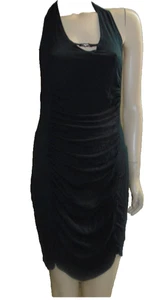 Vestido sin mangas halter negro con logotipo de Fox Racing deletreado fruncido gótico grunge Y2K talla L - Imagen 1 de 12