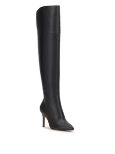 New Jessica Simpson JS Adysen Over the Knee Tall Leather Boots Black Size 8 - Picture 1 of 6