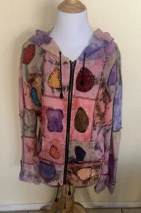 Sudadera con Capucha Rising International M Patchwork Bordada Boho Hippie Cremallera Tie-dye - Imagen 1 de 20