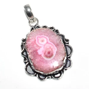 Pink Solar Druzy Gemstone Christmas Gift Jewelry Pendant 1'' to 2'' J613 - Picture 1 of 4