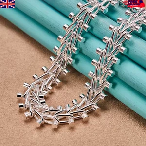 925 Sterling Silver Double Row Bead Necklace Women Wedding Party Gift - Picture 1 of 6
