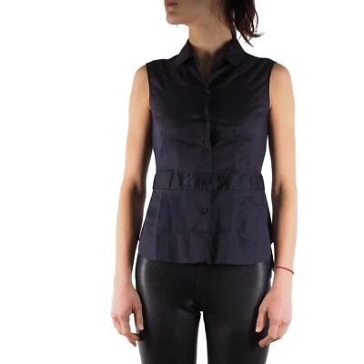Jil Sander Women's Navy Blue Cotton Blouse Top Shirt Sleeveless size 38 - Image 1 of 4