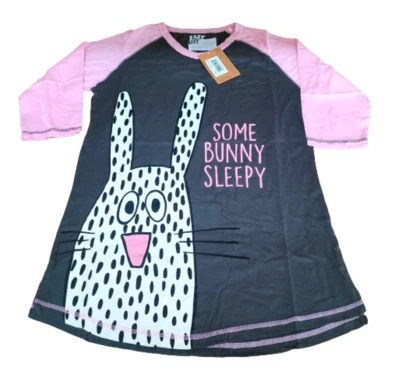 Lazyone Women Pyjama Tops PJ T-Shirts Nightshirt Sleepwear Cotton Some Bunny D94 - Image 1 of 3