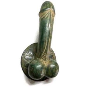 PENIS shape DOOR PULL HOOK POLISHED solid 100% brass 9 " handle heavy - Picture 1 of 15