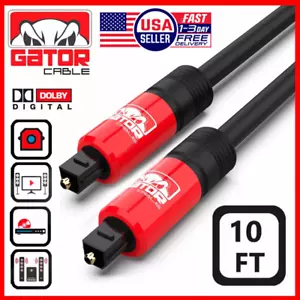 Toslink Optical Cable Digital Audio Fiber Optic SPDIF Cord Dolby DTS Red 10FT - Picture 1 of 11