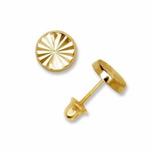 Pendientes traseros atornillados de oro amarillo liso de 6 mm con pernos de disco - Imagen 1 de 2