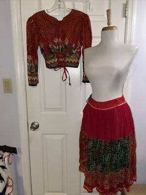 Indian Lehenga Choli Girl’s Kid’s ethnic Dress 32 Size 12/14 KAY Red Yellow - Image 1 of 4