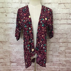 LuLaRoe Girls BIANKA Open Front Kimono Cardigan Size 3 (14) Burgundy Floral - Picture 1 of 3