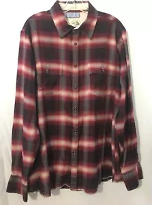 Cotton Land Mens Flannel Shirt XL Red Plaid Cotton Button Front 308-130 - Picture 1 of 5