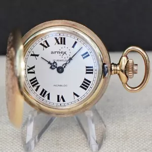 Vintage Damen ARNEX Taschenuhr Hunter Case 17 Jewels Gravur Ziergehäuse - Bild 1 von 13