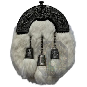 Vestido completo de piel de conejo blanco hecho a mano Kilt Sporran - Highland Kilt accesorio venta - Imagen 1 de 6