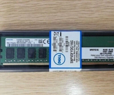 DELL SNPVDFYDC/16G AA335286 2RX8 16GB DDR4 PC4-2666V UDIMM ECC RAM Memory NEW - Image 1 of 4