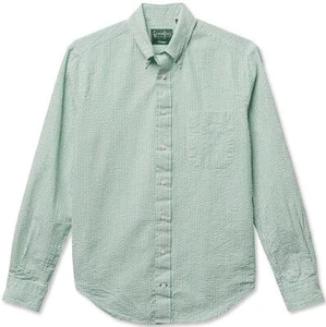 Gitman Vintage $225 NWT Green Striped Seersucker Button Down Oxford Shirt M - Picture 1 of 4