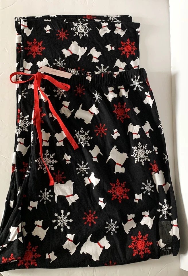 Cacique Intimates PAJAMA PANTS 26/28 NEW Scottish Terrier Dog SCOTTIE Snowflakes - Image 1 of 1