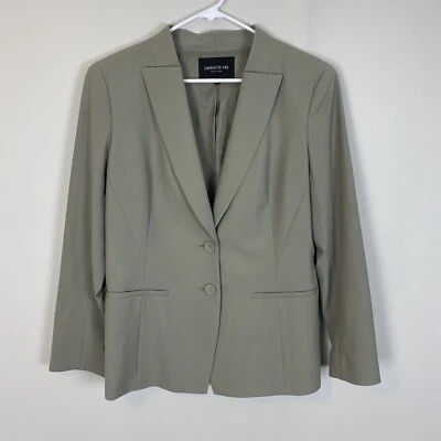 Lafayette 148 NY Blazer Jacket Womens Size 12 Gray Wool Blend 2-Button FLAW - Image 1 of 4