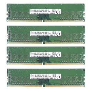 Hynix DDR4 32GB (4X8GB) 2666MHz PC4-21300 288-Pins 1RX8 UDIMM Desktop Memory Ram - Picture 1 of 5