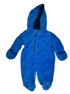 Koala Baby Sleep Suit Size 0-3 Months Blue Quilted Hooded One Piece Foot Pajamas - Picture 1 of 6