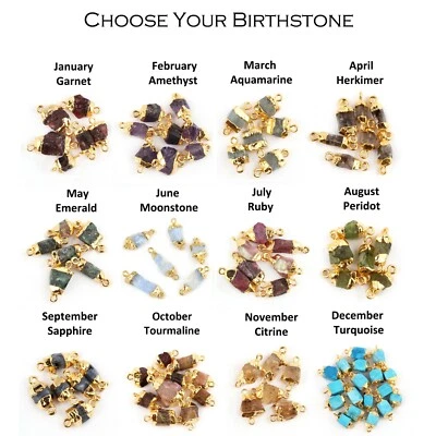 Dijes de fianzas dobles chapados en oro piedras preciosas crudas de 8-10 mm conectores hágalo usted mismo Foto 1 de 4