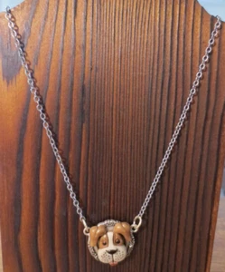 NEW Sweet Romance Boxer Dog Lovers Necklace Hand Painted ADORABLE! - Picture 1 of 5