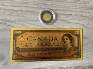 QE II - Canada $2 Black Ring Coin in Capsule + $1K Gold Foil Souvenir Note - Bild 1 von 3