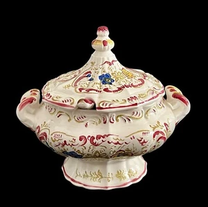 Vintage Lenwile Ardalt Ornate Hand Painted Soup Tureen w/ Ladle 32oz Excellent - Picture 1 of 15