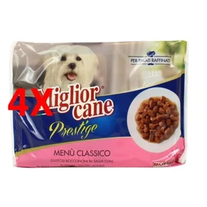 4 X Miglior Cane Prestige Bocconcini 4 Buste 100 Grammi 2 Manzo 2 Pollo E Tacch - Imagen 1 de 1