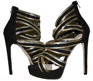 Shoedazzle Damen schwarz & gold Absätze Größe 9,5 - Bild 1 von 4