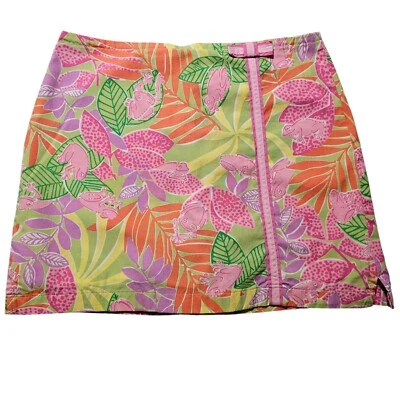 Minifalda corta vintage LILLY PULITZER para niñas rosa ranas floral talla 14 (cintura 26") Foto 1 de 4