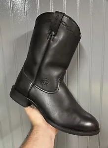 Ariat Heritage Roper Western Boot Wide 35501 Men Black Size 9.5EE Worn Once - Picture 1 of 12