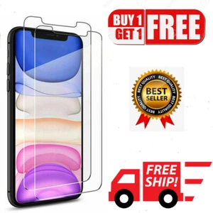 Screen Protector For iPhone 11 12 13 14 15 Pro Max, X XR 8+ 7 6 5 Tempered Glass - Picture 1 of 4