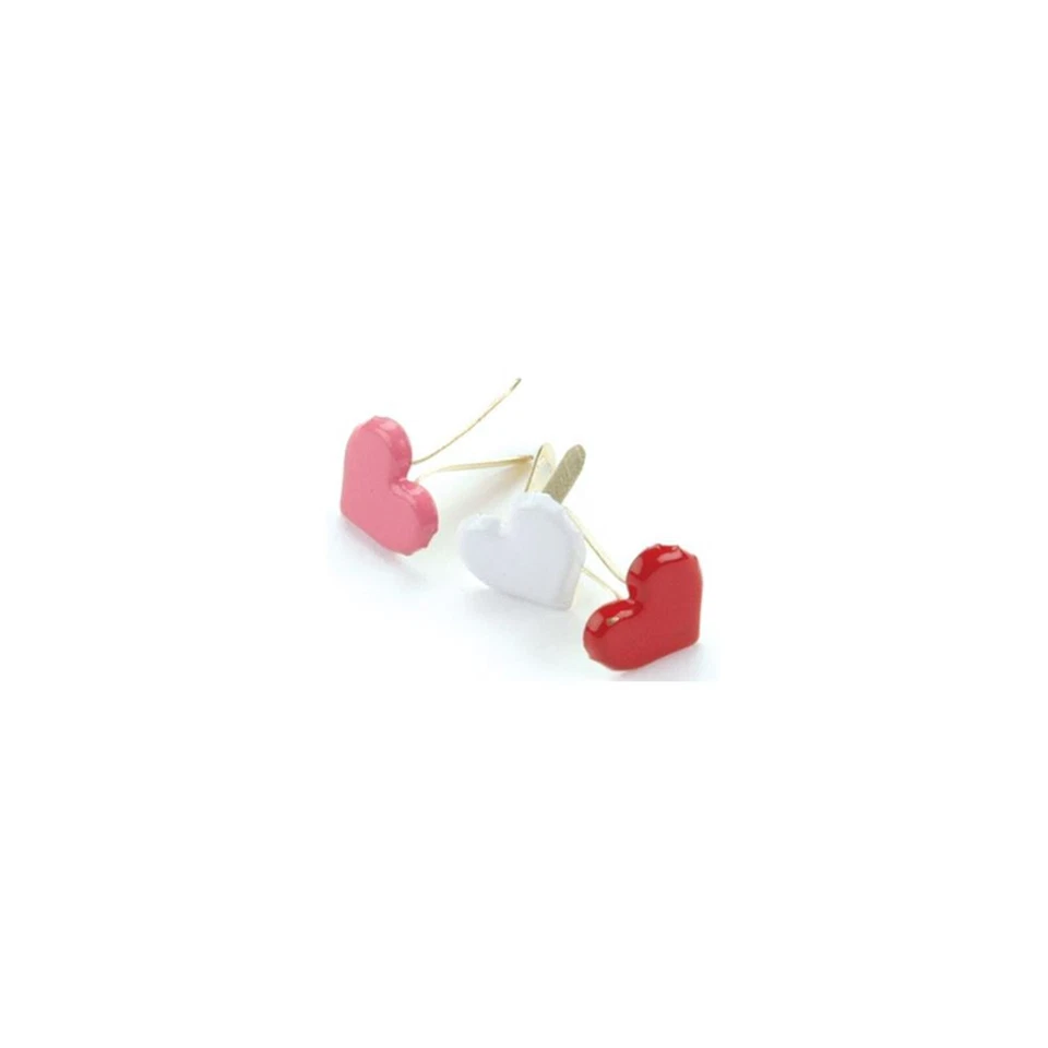 Heart Metal Paper Fasteners - Red, White , Pink - 5/16in. - 50 Pcs (nmci90393) - Image 1 of 1