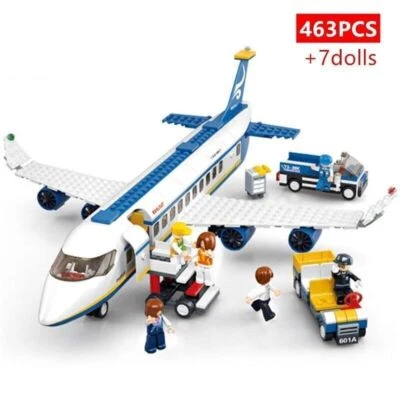 463Pcs Airport Airbus Aircraft Airplane Plane Model Building MOC Blocks Bricks - Image 1 of 4