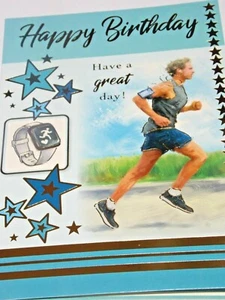 Tarjeta de cumpleaños de Sports League Silverline Cards. Tema para correr. - Imagen 1 de 3