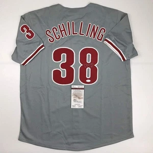 Autographed/Signed Curt Schilling Philadelphia Grey Baseball Jersey JSA COA - Picture 1 of 3