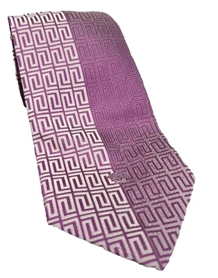 Corbata de diseñador Gianni Versace para hombre talla única púrpura llave griega seda ajustable Foto 1 de 4