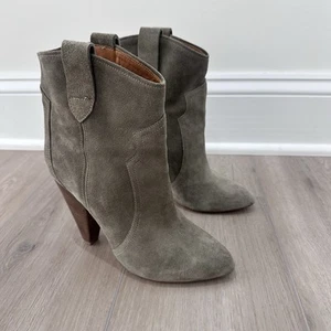 Isabel Marant Etoile Roxann suede ankle boots beige green size 38 US size 7.5 - Picture 1 of 9