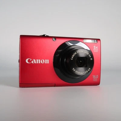 [Mint] Canon PowerShot A3400 IS HD Digital Camera Red 5x 16.0MP, SD Card - Photo 1/4