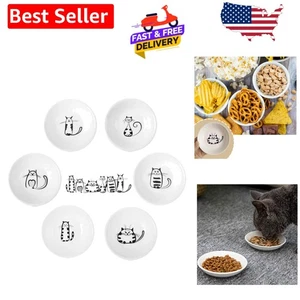 Entzückende Katze gemustert Porzellan Soßenschale 6er Set - Geschenk für Katzenliebhaber - Bild 1 von 11