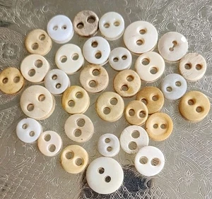 Lot Vintage Antique Carved Bovine Bone Ceramic 2 Hole Buttons - Picture 1 of 4