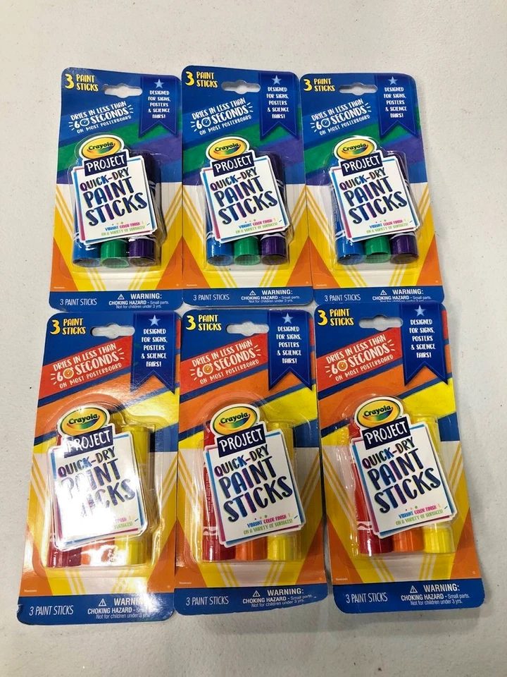Crayola Project QUick-Dry Paint Sticks, 6 packs of 3 - Image 1 of 1