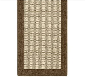 2’ X 6’ Runner Rug Faux Sisal Olefin Beige / Brown Border Indoor Hallway New 2x6 - Picture 1 of 8