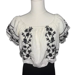 Blusa Campesina American Eagle Bordada Top Hombro Descubierto Talla Pequeña Cottage - Imagen 1 de 5