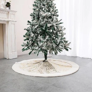 Falda de árbol de Navidad de felpa con ramita dorada estampada caliente - Imagen 1 de 7