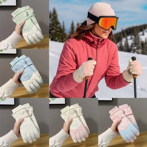 Plush Lining Ski Gloves Thick Cotton Touch Screen Gloves  Winter Season - Picture 1 of 16